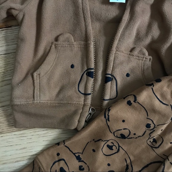 3 mo Gender Neutral Baby Bear Outfit Hoodie Pants - Picture 2 of 4